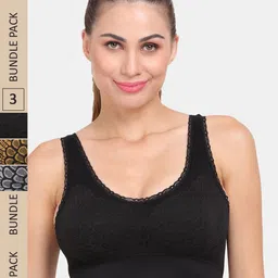 Amour Secret Pack of 3 Lightly Padded Anti-Odour Sports Bra S998_Blk_Gry_Ylw-image-60