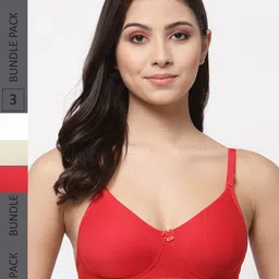 College Girl Pack Of 3 Lightly Padded Non-Wired Cotton T-shirt Bra-picture-13
