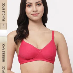 College Girl Pack Of 3 Lightly Padded Non-Wired Cotton T-shirt Bra-image-45