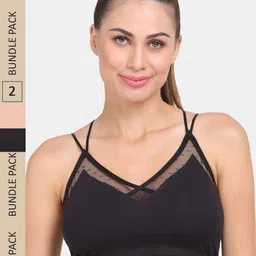 Amour Secret Pack Of 2 Geometric Lightly Padded Non-Wired Workout Bra-image-34