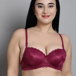 MAKCLAN Floral Bra Medium Coverage Underwired Lightly Padded-image-56