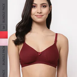 College Girl Pack Of 3 Cotton Lightly Padded Full Coverage All Day Comfort Seamless Bra-picture-8