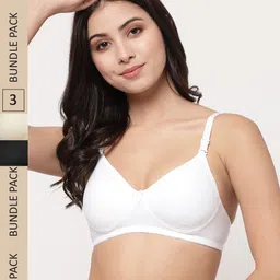 College Girl Pack of 3 Lightly Padded Non-Wired Cotton T-shirt Bra-image-87