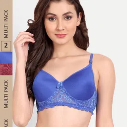FIMS Pack of 2 Rapid-Dry Lightly Padded Bra Fancy_Pad_Bra_BlueMaroon-picture-1