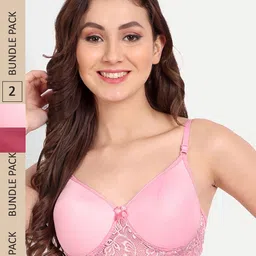 FIMS Pack of 2 Floral Lightly Cotton Padded Bra-image-91