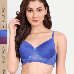 FIMS Pack of 2 Rapid-Dry Lace Lightly Padded Bra Fancy_Pad_Bra_BluePurple-55