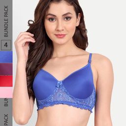 FIMS Pack Of 4 Floral Bra Lightly Padded-image-42
