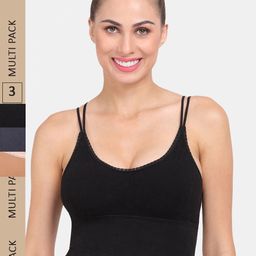 Amour Secret Pack of 3 Seamless Lightly Padded Anti-Odour Sports Bra S8806_Blk_Bwn_Dblu-image-100