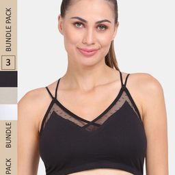 Amour Secret Pack of 3 Lightly Padded Anti Odour Sports Bra-image-25