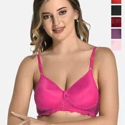 StyFun Pack of 6 Floral Lace Everyday Bra - Full Coverage Lightly Padded-30