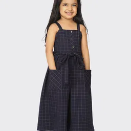 TIC TAC TOE Girls Navy Blue Checked Basic Jumpsuit-image-66