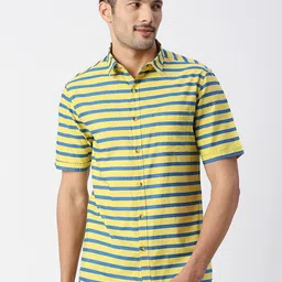 SNX Horizontal Striped Classic Tailored Fit Opaque Cotton Casual Shirt-image-60