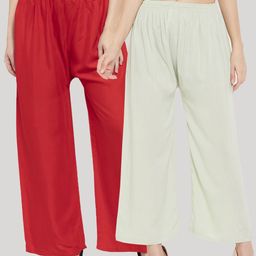 Clora Creation Women Red & White Set Of 2 Palazzos-2