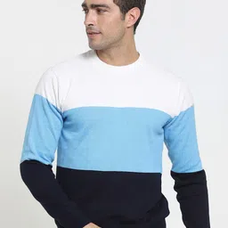 Bewakoof Men Blue & White Colourblocked Windsurfer Pullover Sweater-picture-23