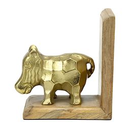 Hind Decor Gold-toned & Beige Hippopotamus Bookend-image-17