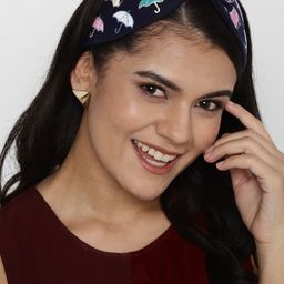 DEEBACO Women Navy Blue Embroidery Hairband-image-4