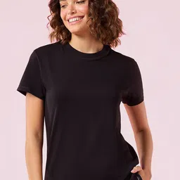 Enamor Relaxed Fit Crew Neck Basic Stretch Lounge T-Shirt-image-81