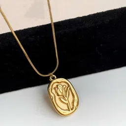 Jewels Galaxy Gold-Plated Stainless Steel Square Pendant With Chain-22