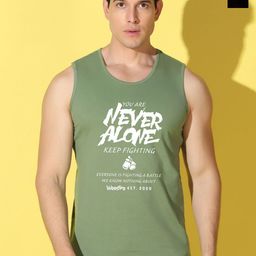 WOOSTRO Pack Of 2 Printed Ultra-Soft Gym Vests VWS26(ALONE LGTGREEN)(ENJOY BLACK)-image-91