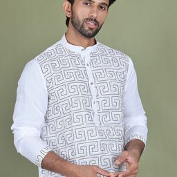 Anouk Men Geometric Embroidered Chikankari Kurta-picture-11