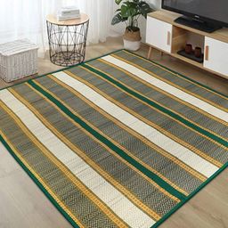 HOKIPO Green & White Madurkathi Patterned Floor Mats-picture-36