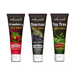 Phillauri Set Of 3 Charcoal Strawberry & Tea Tree Face Wash For Deep Cleansing-60ml Each image 1