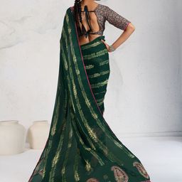 Anouk Paisley Print Embroidered Pure Georgette Block Print Saree image 2