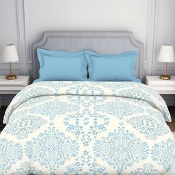 SPACES Blue & Cream-Coloured Ethnic Motifs Printed 144 TC Cotton Double Bed Comforter-image-16