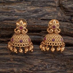 Kushal's Fashion Jewellery Gold Plated Dome Shaped Antique Jhumkas-57