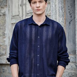 HERE&NOW Men Relaxed Fit Spread Collar Textured Casual Shirt-picture-39