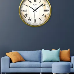 OLIVE TREE Gold-Toned & White Contemporary Wall Clock-image-58