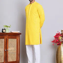 Anouk Men Ethnic Motifs Embroidered Regular Sequinned Kurta with Pyjamas image 4