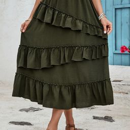 Outzidr High Waist A- Line Midi Skirt-image-69