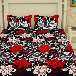 Aura Floral Printed 144 TC King Bedsheet with 2 Pillow Covers-image-79