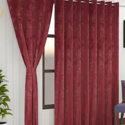 Florida Burgundy & Grey Set of 2 Long Door Curtain-image-71