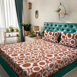 KLOTTHE Rust Abstract Printed 300 TC Bedsheet With 2 Pillow Covers 2.50 m x 2.25m-2