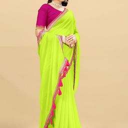 VRAGI Embroidered Pure Georgette Saree-image-17