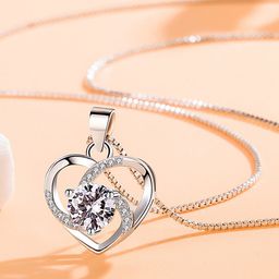 Jewels Galaxy Silver-Plated Stone Studded Heart Shaped Pendant with Chain-picture-39