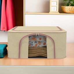 Kuber Industries Beige Foldable Drawer Organiser With Handles 66Ltr-54