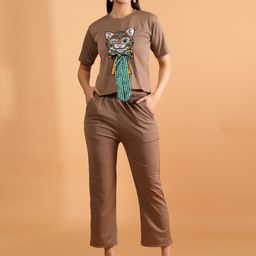 NEYSA Animal Printed Round Neck T-Shirt With Trousers-picture-19