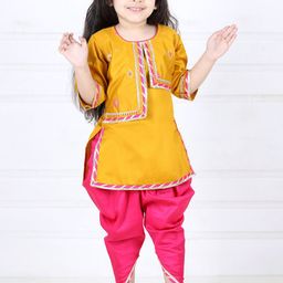 Here&Now X Kinder Kids Girls Regular Pure Cotton Kurti with Dhoti Pants-image-28