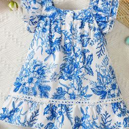 FOREVER FRIDAY Girls Floral Printed Lace A-Line Dress-picture-14
