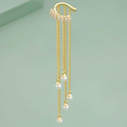 Kushal's Fashion Jewellery Gold-Plated Classic Zircon Studded Ear Cuff Earrings-picture-31