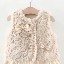 YK Girls Self Design Faux Fur Trim Cotton Sherpa Jacket-picture-44