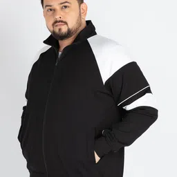 UNSIZED Men Plus Size Colourblocked Front-Open Sweatshirt image 4