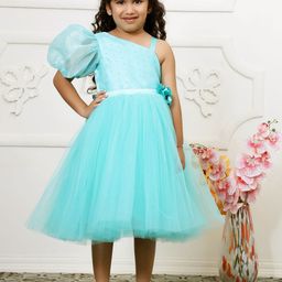 Toy Balloon Girl's Puff Sleeve Fit & Flare Knee Length Dress-image-89
