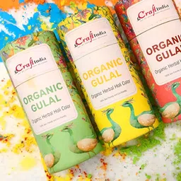 eCraftIndia 3-Pcs Yellow & Green Rasrang Organic Herbal Gulal Holi Colours-14