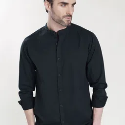 DIVISIVE Men Comfort Fit Solid Mandarin Collar Cotton Casual Shirt-picture-48