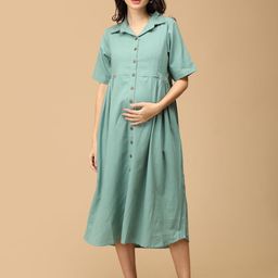 The Mom Store Women Maternity Shirt Midi Dress-picture-17