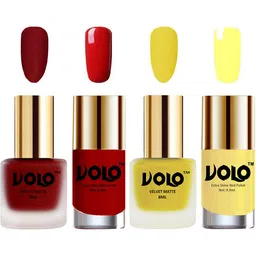 VOLO Set Of 4 Velvet Matte & Extra Shine Nail Polish-8 ml & 9.9 ml Each Shade 22-40-36-29-40